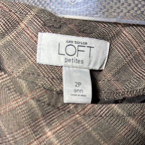 Plaid Cropped Pants Career Casual Brown Tan Checkered Trousers - Picture 4 of 6